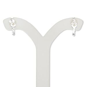 Earring, sterling silver, 10x4mm with key and post. Sold per pair.