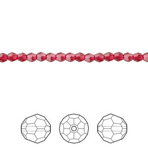 Bead 720pk scarlet, Swarovski&reg; 3mm round 5000