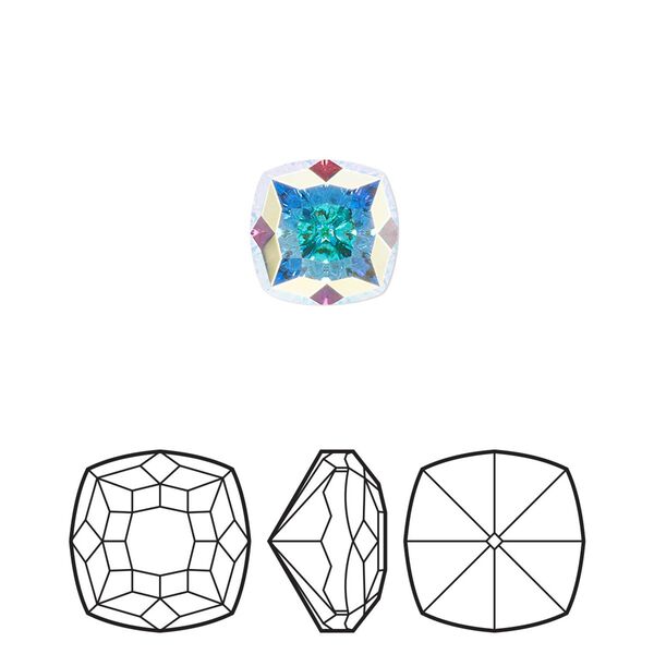 Fancy stone 48pk crystal AB foil back, Swarovski&reg; 10mm magical square 4460 image number 0