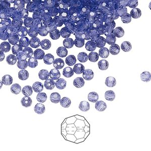 Bead 720pk tanzanite, Preciosa Czech crystal 3mm round