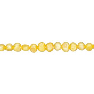 Pearl, cultured freshwater pearl (dyed), burnt umber, 3-4mm flat-sided potato, D grade, Mohs hardness 2-1/2 to 4. Sold per 15-inch strand, approximately 105 beads.