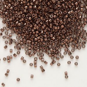 Seed bead, Delica&reg;, glass, pkg/250g, #11 round, opaque nickel-plated dyed color cinnamon brown (DB-0460).