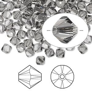 Bead 144pk black diamond, Crystal Passions&reg; 5mm bicone 5328