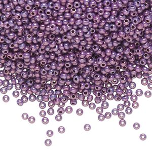 Seed bead, Preciosa Ornela Czech glass, pkg/50g, #11 rocaille, opaque lilac luster chalkwhite, (46025).