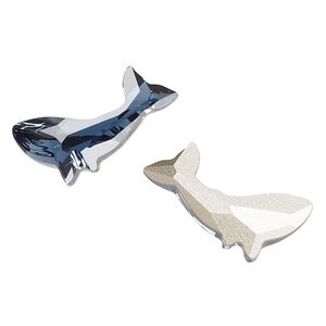 Fancy stone 1pk Montana foil back, Crystal Passions&reg; 23x12.5mm whale 4047