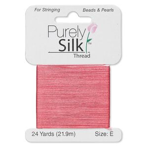 Thread, Purely Silk&trade;, coral, size E. Sold per 24-yard card.