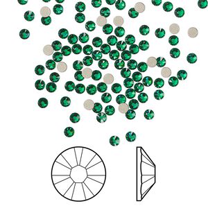 Flat back 1440pk majestic green foil back, Swarovski&reg; 2.1-2.3mm rose round SS7 2058
