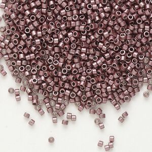Seed bead, Delica&reg;, glass, pkg/7.5g, #11 round, opaque nickel-plated dyed color dark mauve (DB-0462).