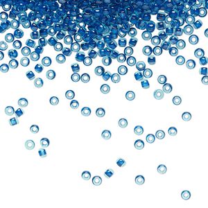 Seed bead, TOHO BEADS&reg;, glass, pkg/7.5g, #11 round, translucent capri-lined aqua (TR-11-932).