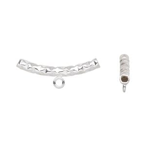 Bead 1pkg1 sterling silver, 25x3mm textured curved tube / closed loop, JBB Findings