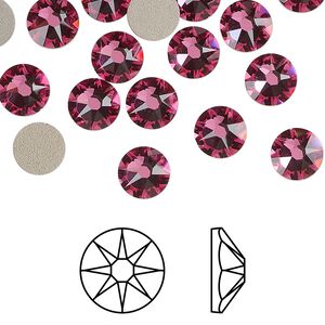 Flat back 12pk rose foil back, Crystal Passions&reg; 7.07-7.27mm rose round SS34 2088
