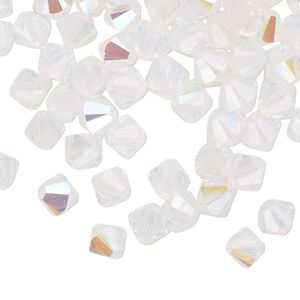 Bead 360pk white opal shimmer, Swarovski&reg; 6mm XILION bicone 5328