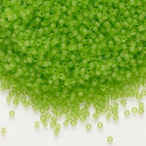 Seed bead, Delica&reg;, glass, pkg/7.5g, #11 round, translucent matte lime (DB-1266).