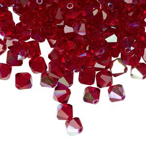 Bead 144pk Siam AB, Preciosa Czech crystal 6mm bicone
