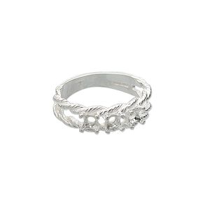 Ring, Sure-Set&trade;, sterling silver, braided band with (3) 3.5mm 4-prong round settings, size 8. Sold individually.