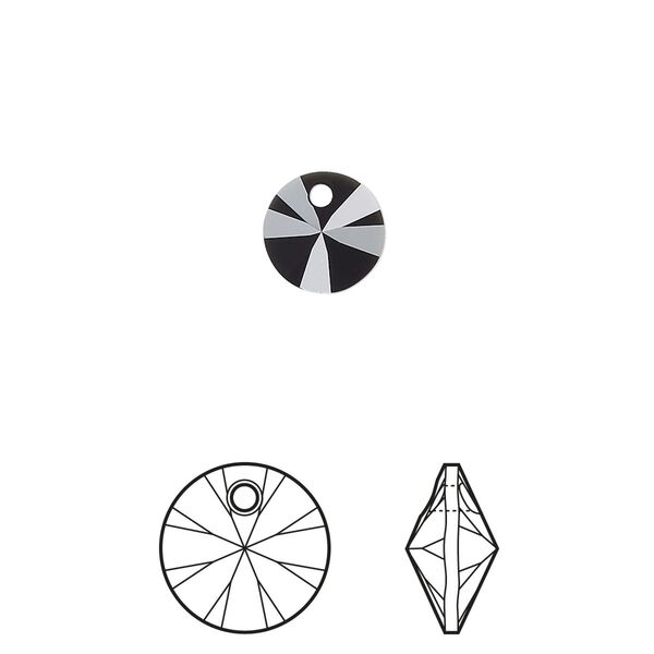 Drop 144pk jet, Swarovski&reg; 8mm pendant mini disk 6428 image number 0