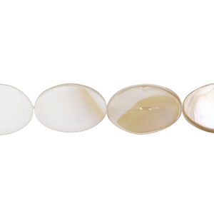 Mother-of-pearl shell 1pkg1, flat oval bead 15 inch 15x10mm