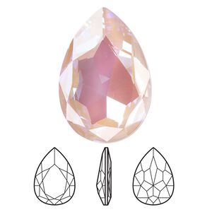 Fancy stone 1pk crystal dusty pink DeLite, Crystal Passions&reg; 30mm pear 4327