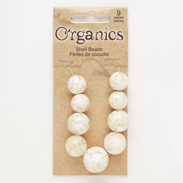 Mother-of-pearl shell / resin 1pkg9, round bead clear 12-16mm image number 0