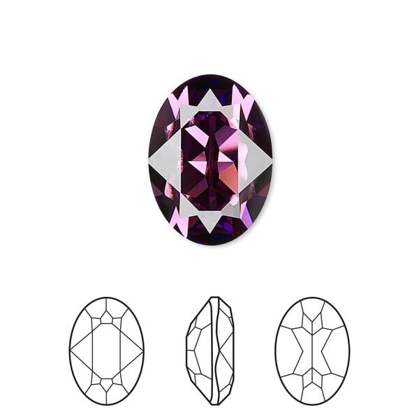 Fancy stone 48pk amethyst foil back, Swarovski&reg; 18x13mm oval 4120 image number 0