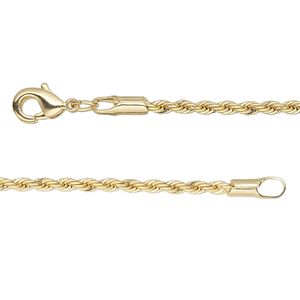 Chain 1pkg1 rope, 2.1mm / lobster claw clasp, gold-finished brass 20 inch