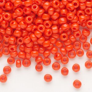 Seed bead, Dyna-Mites&trade;, glass, opaque dark orange, #6 round. Sold per 1/2 kilogram pkg.