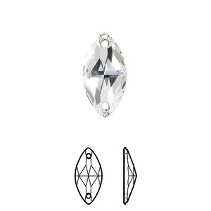Sew-on 36pk crystal foil back, Swarovski&reg; 18x9mm navette 3223