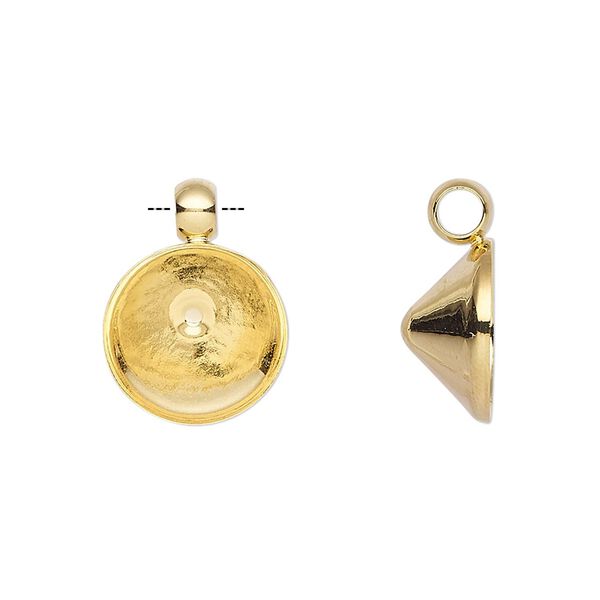 Drop, Almost Instant Jewelry&reg;, gold-plated brass, 14mm round with SS55 chaton setting. Sold per pkg of 4. image number 0