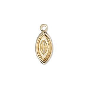 Drop 1pkg2, Almost Instant Jewelry&reg;, gold-plated "pewter" (zinc-based alloy), 17x9mm marquise with 15x7mm navette setting.