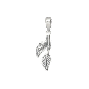 Bail, ice-pick, antiqued sterling silver, 20x7mm double leaf, 6mm grip length. Sold individually.