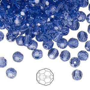 Bead 24pk tanzanite, Preciosa Czech crystal 5mm round
