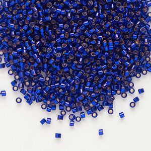 Seed bead, Delica&reg; 1pkg250g glass, #11 round, transparent silver-lined royal purple / outside dyed (DB-0610)