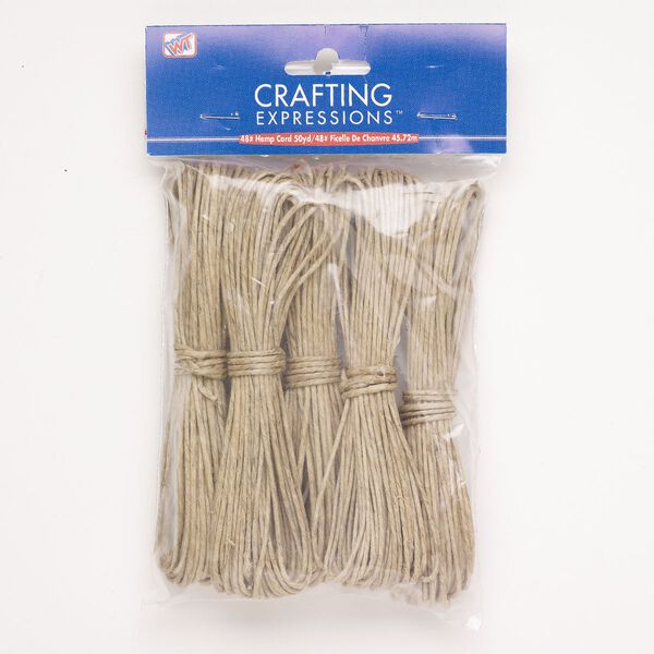 Cord 1pkg5 hemp (natural), tan, 1.5mm, 10-yard sections. image number 0