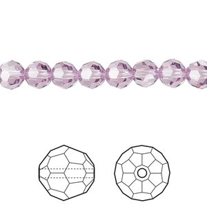 Bead 12pk light amethyst, Crystal Passions&reg; 6mm round 5000