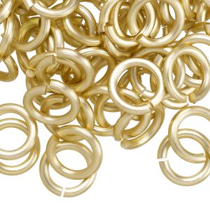 Jump ring 1pkg100 aluminum, 12mm round, 12 gauge / 7.9mm inside diameter / gold / matte