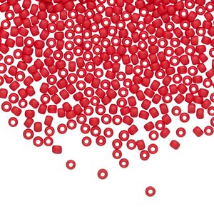 Seed bead, TOHO BEADS&reg;, glass, pkg/7.5g, #11 round, opaque frosted cherry red (TR-11-45AF).