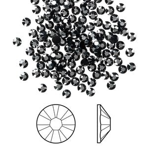 Flat back 144pk jet hematite foil back, Crystal Passions&reg; 2.5-2.7mm rose round SS9 2058