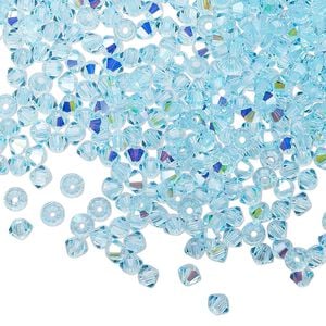Bead 48pk aqua bohemica AB, Preciosa Czech crystal 3mm bicone