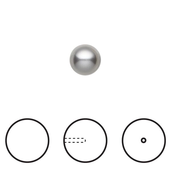 Pearl 1pkg4 grey, Crystal Passions&reg; 8mm half-drilled round 5818 image number 0