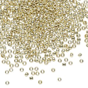 Seed bead, TOHO BEADS&reg;, glass, pkg/250g, #11 round, opaque galvanized PermaFinish yellow gold (TR-11-PF559).