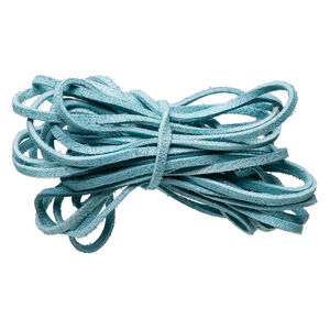 Cord, faux suede lace, turquoise blue, 3mm. Sold per pkg of 5 yards.