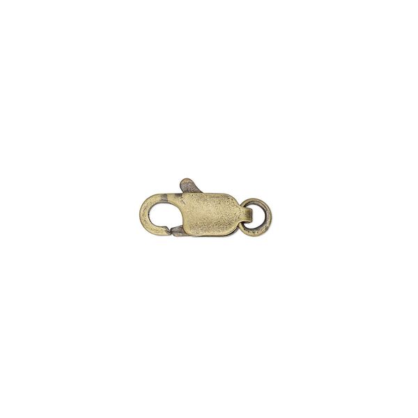 Clasp lobster claw 1pkg10 gold-plated, 12x5mm, antique brass 1-strand image number 0