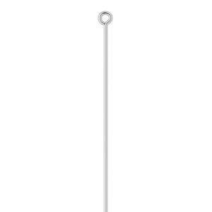 Eye pin 1pkg100 silver-plated, 4 inch, 21 gauge brass
