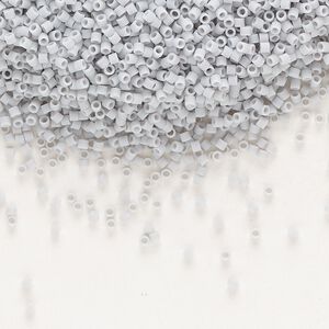 Seed bead, Delica&reg;, glass, pkg/50g, #15 round, opaque matte grey (DBS-1589).