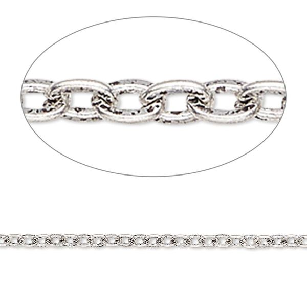 Chain 1pkg1 silver-plated cable, 2mm flat, antique steel 5 foot unfinished image number 0