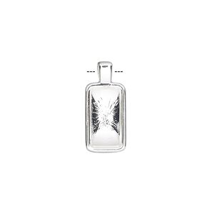 Drop, Almost Instant Jewelry&reg;, silver-finished "pewter" (zinc-based alloy), 19x8.5mm with 12x6mm non-calibrated rectangle setting. Sold individually.