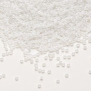 Seed bead, Miyuki, glass, pkg/250g, #15 rocaille, opaque luster white pearl (RR-420).