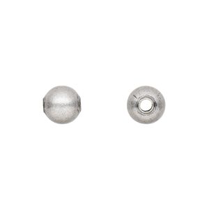 Bead 1pkg100 silver-plated, 8mm round, brass antique