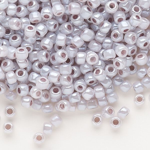 Seed bead, Dyna-Mites&trade;, glass, opaque ceylon pastel grey lilac, #6 round. Sold per 40-gram pkg. image number 0