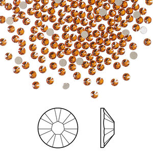 Flat back 1pkg144 dark orange (HICT) foil back, Crystal Passions&reg; 2.1-2.3mm rose round SS7 2058